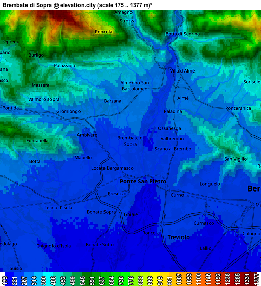 Zoom OUT 2x Brembate di Sopra, Italy elevation map