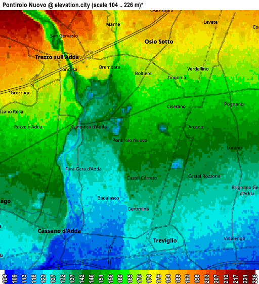 Zoom OUT 2x Pontirolo Nuovo, Italy elevation map