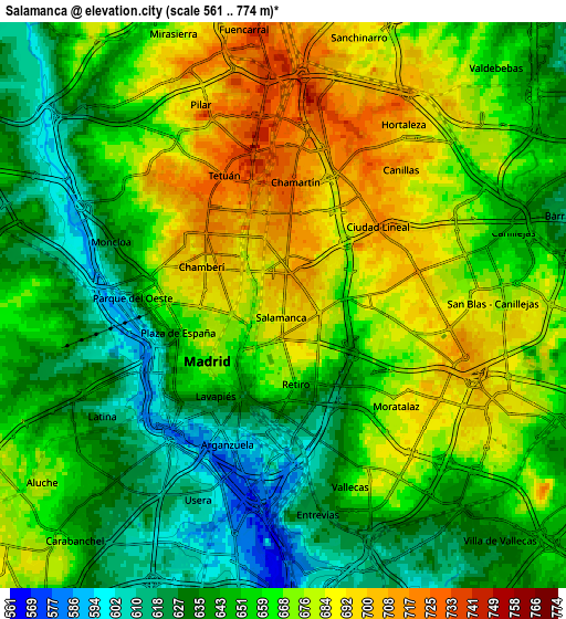 Zoom OUT 2x Salamanca, Spain elevation map