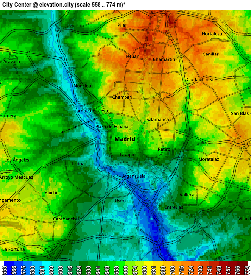 Zoom OUT 2x City Center, Spain elevation map