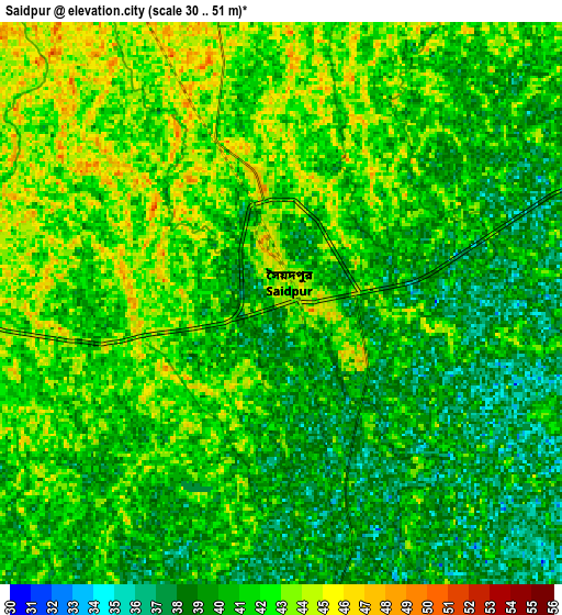 Zoom OUT 2x Saidpur, Bangladesh elevation map