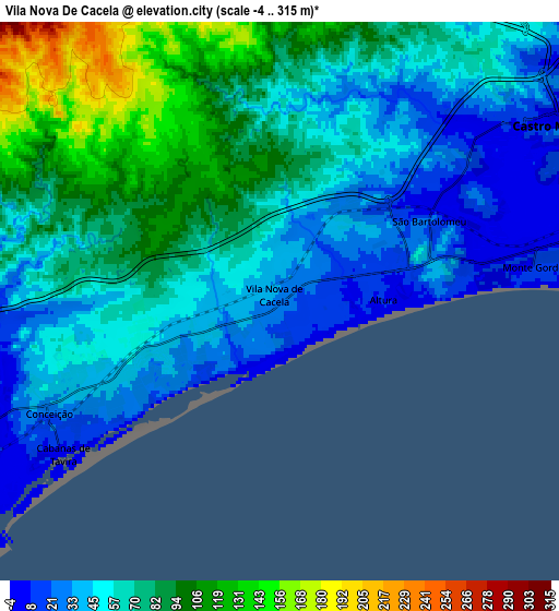 Zoom OUT 2x Vila Nova De Cacela, Portugal elevation map