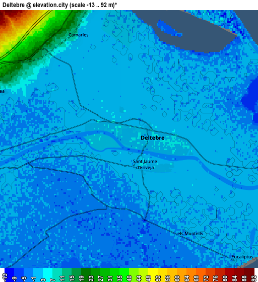 Zoom OUT 2x Deltebre, Spain elevation map