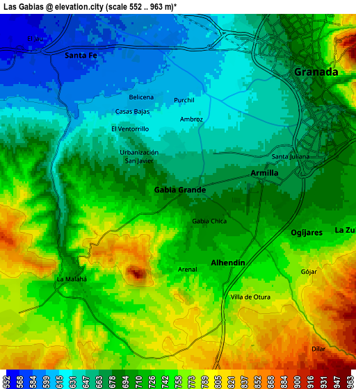 Zoom OUT 2x Las Gabias, Spain elevation map