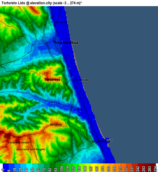 Zoom OUT 2x Tortoreto Lido, Italy elevation map