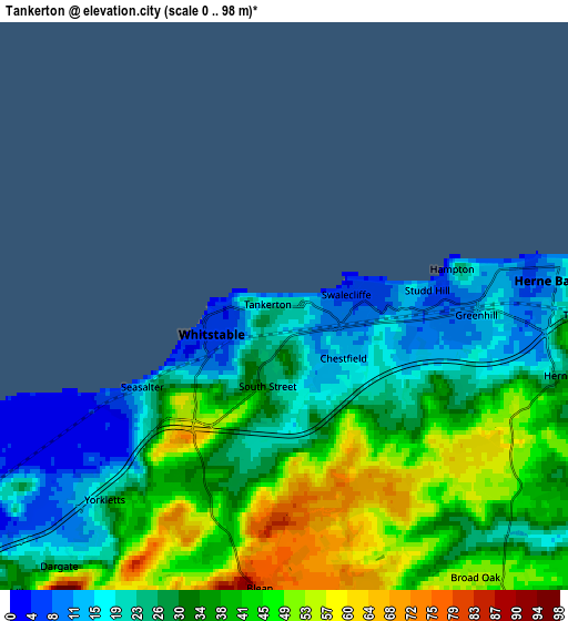 Zoom OUT 2x Tankerton, United Kingdom elevation map