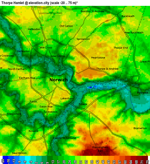 Zoom OUT 2x Thorpe Hamlet, United Kingdom elevation map