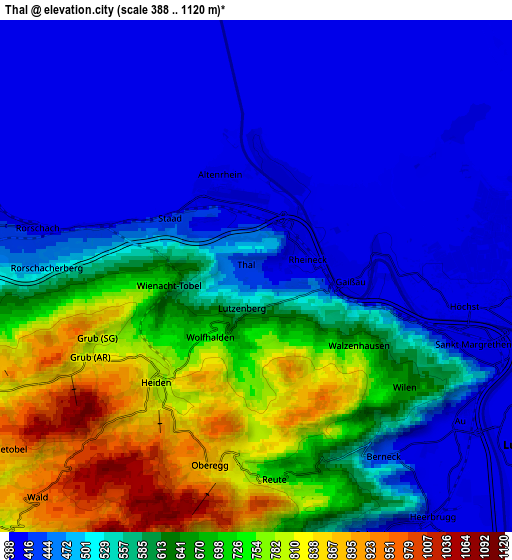 Zoom OUT 2x Thal, Switzerland elevation map