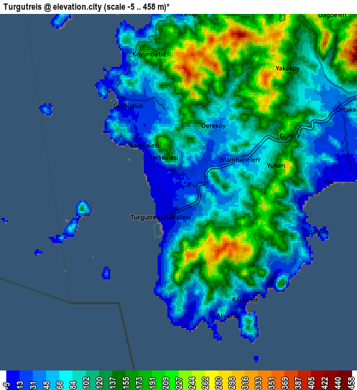 Zoom OUT 2x Turgutreis, Turkey elevation map