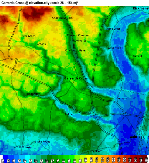 Zoom OUT 2x Gerrards Cross, United Kingdom elevation map