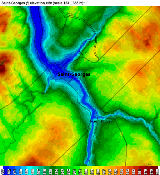 Zoom OUT 2x Saint-Georges, Canada elevation map