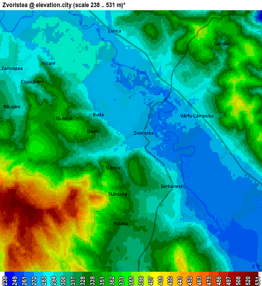 Zoom OUT 2x Zvoriştea, Romania elevation map