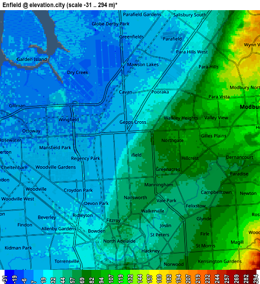 Zoom OUT 2x Enfield, Australia elevation map
