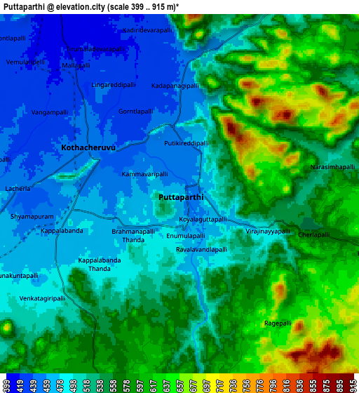 Zoom OUT 2x Puttaparthi, India elevation map