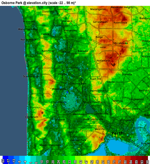 Zoom OUT 2x Osborne Park, Australia elevation map