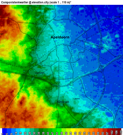 Zoom OUT 2x Componistenkwartier, Netherlands elevation map