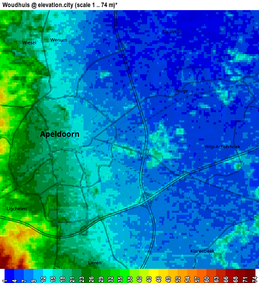 Zoom OUT 2x Woudhuis, Netherlands elevation map