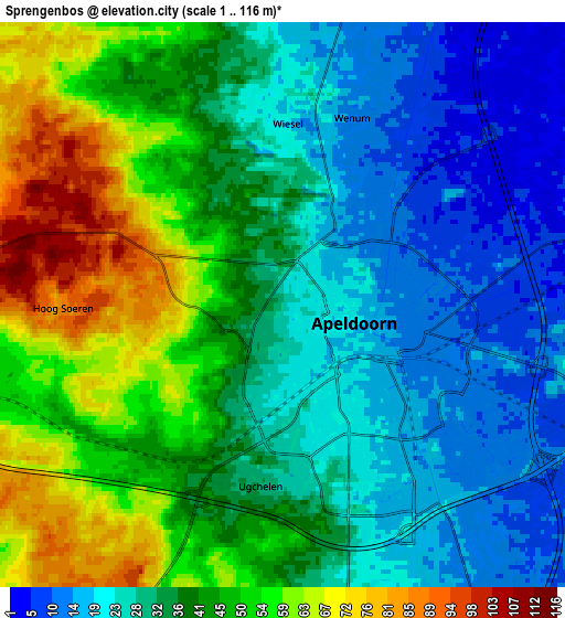Zoom OUT 2x Sprengenbos, Netherlands elevation map