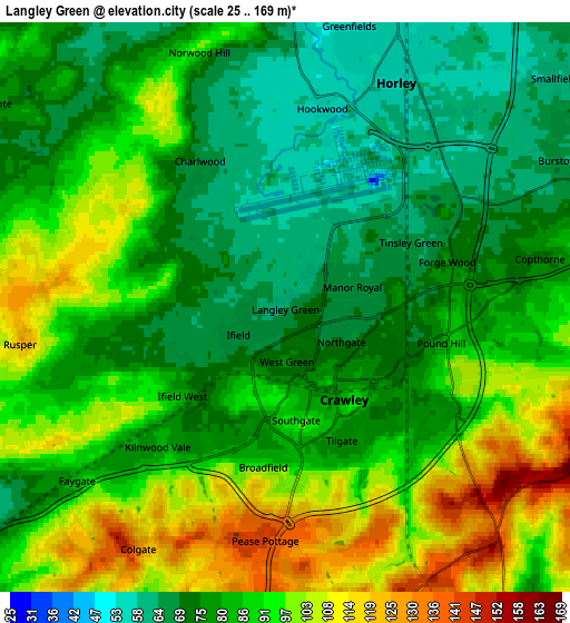 Zoom OUT 2x Langley Green, United Kingdom elevation map