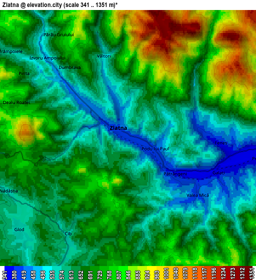 Zoom OUT 2x Zlatna, Romania elevation map