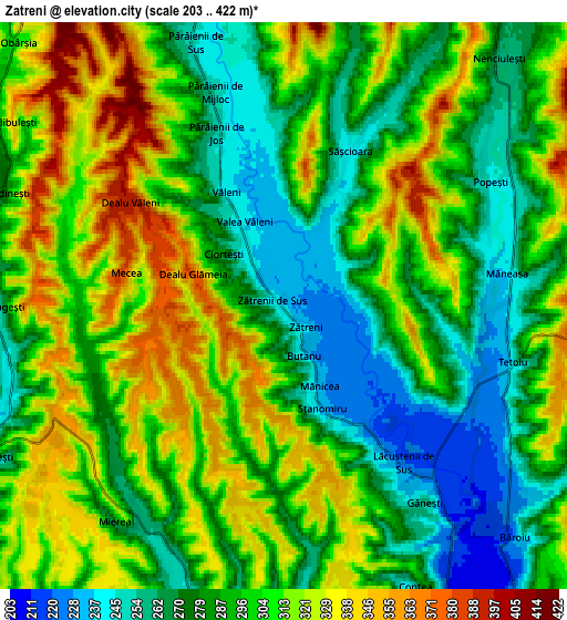 Zoom OUT 2x Zătreni, Romania elevation map