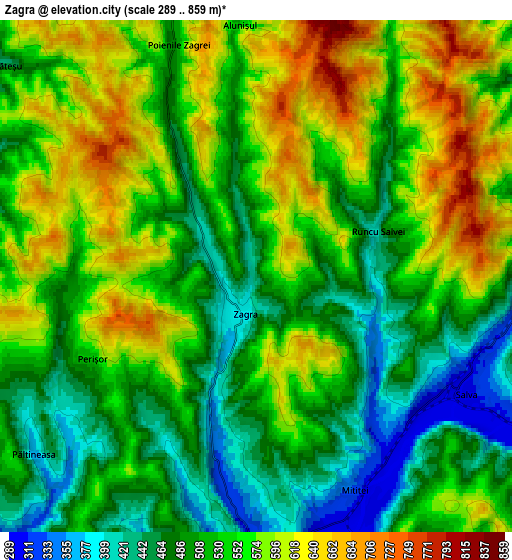 Zoom OUT 2x Zagra, Romania elevation map