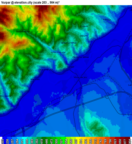 Zoom OUT 2x Vurpăr, Romania elevation map