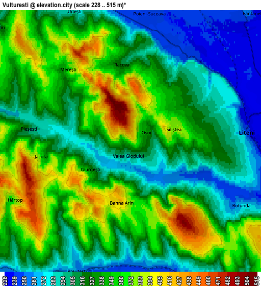 Zoom OUT 2x Vultureşti, Romania elevation map