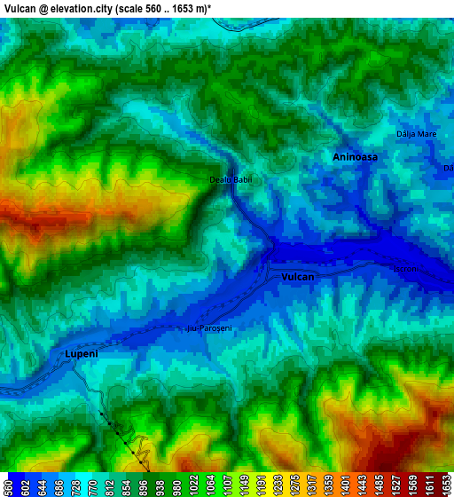 Zoom OUT 2x Vulcan, Romania elevation map