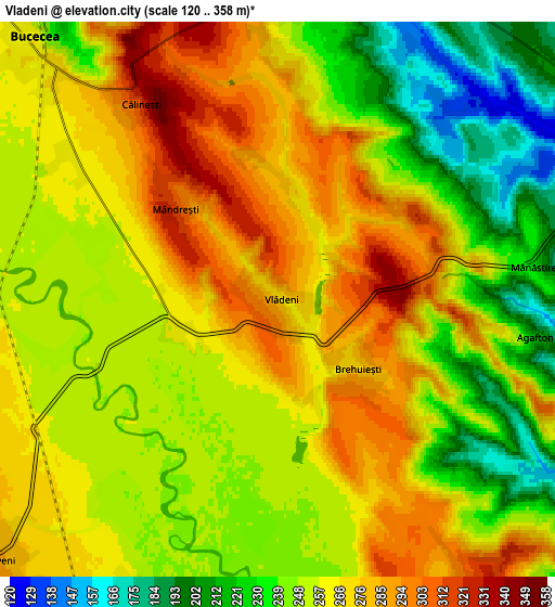 Zoom OUT 2x Vlădeni, Romania elevation map