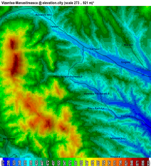 Zoom OUT 2x Vizantea-Mânăstirească, Romania elevation map