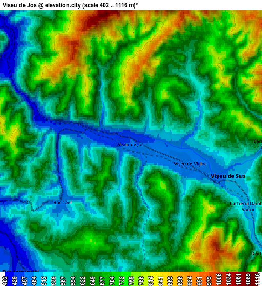 Zoom OUT 2x Vişeu de Jos, Romania elevation map