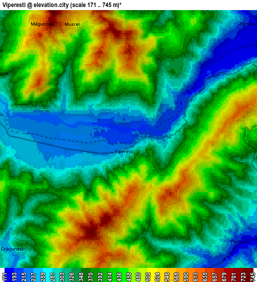 Zoom OUT 2x Vipereşti, Romania elevation map