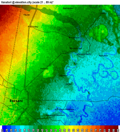 Zoom OUT 2x Vânători, Romania elevation map