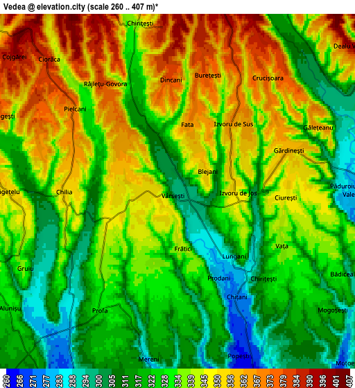 Zoom OUT 2x Vedea, Romania elevation map