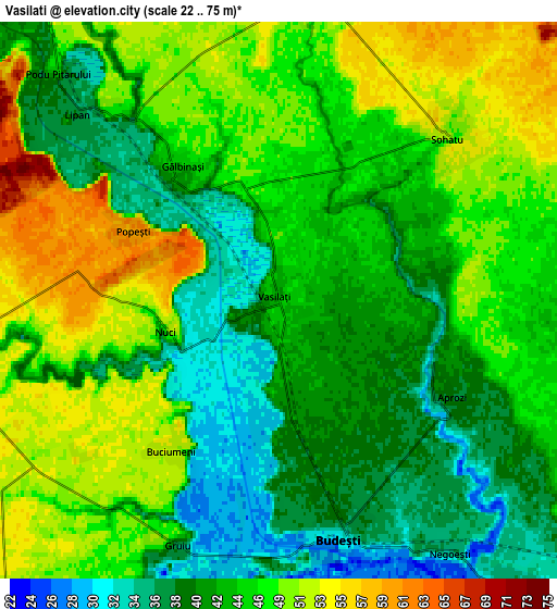 Zoom OUT 2x Vasilaţi, Romania elevation map