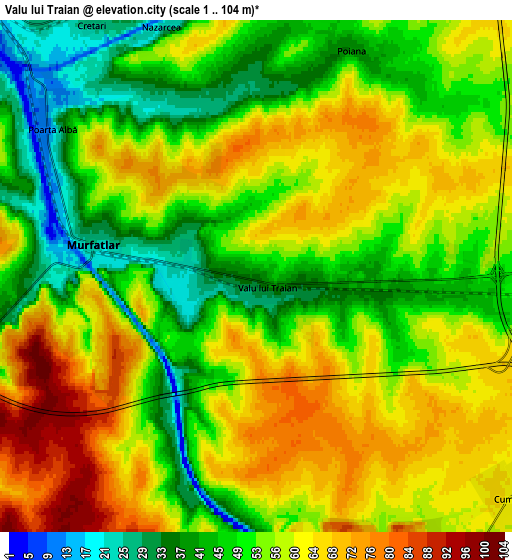 Zoom OUT 2x Valu lui Traian, Romania elevation map