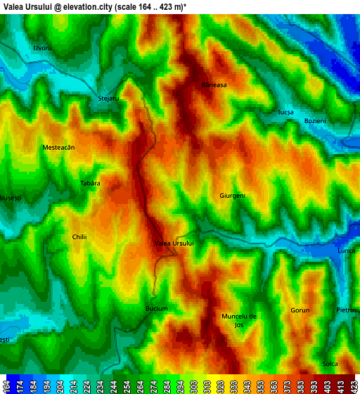 Zoom OUT 2x Valea Ursului, Romania elevation map