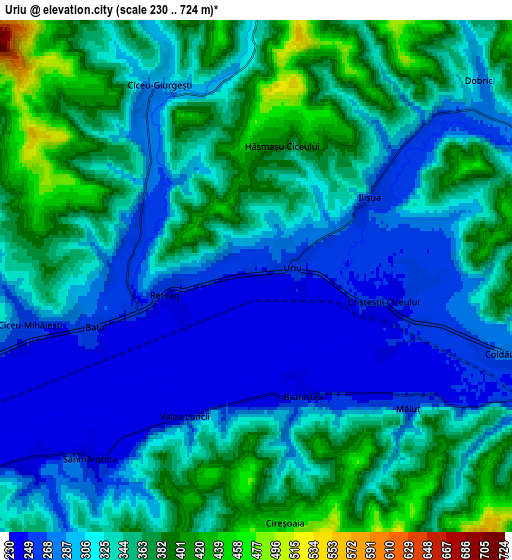 Zoom OUT 2x Uriu, Romania elevation map