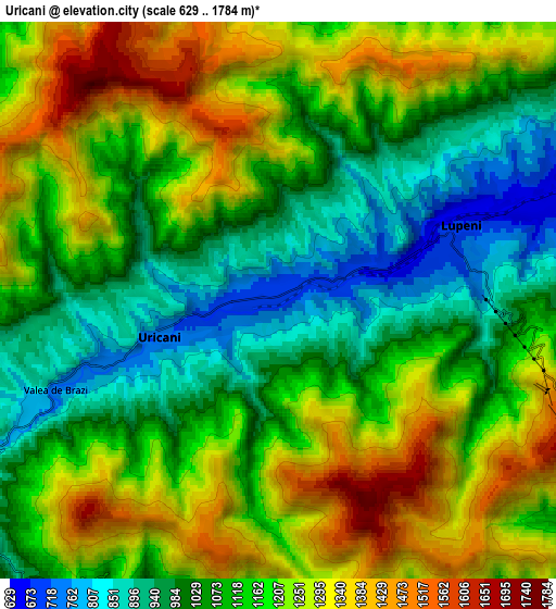 Zoom OUT 2x Uricani, Romania elevation map