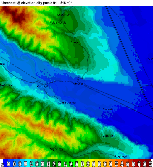 Zoom OUT 2x Urecheşti, Romania elevation map