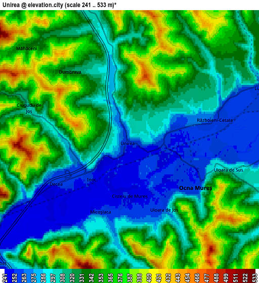 Zoom OUT 2x Unirea, Romania elevation map