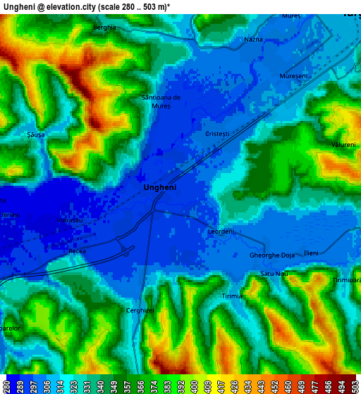 Zoom OUT 2x Ungheni, Romania elevation map