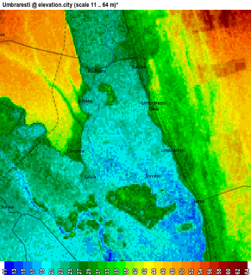 Zoom OUT 2x Umbrăreşti, Romania elevation map