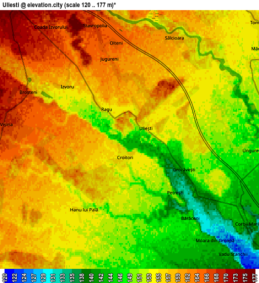 Zoom OUT 2x Ulieşti, Romania elevation map