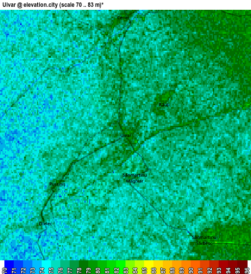 Zoom OUT 2x Uivar, Romania elevation map