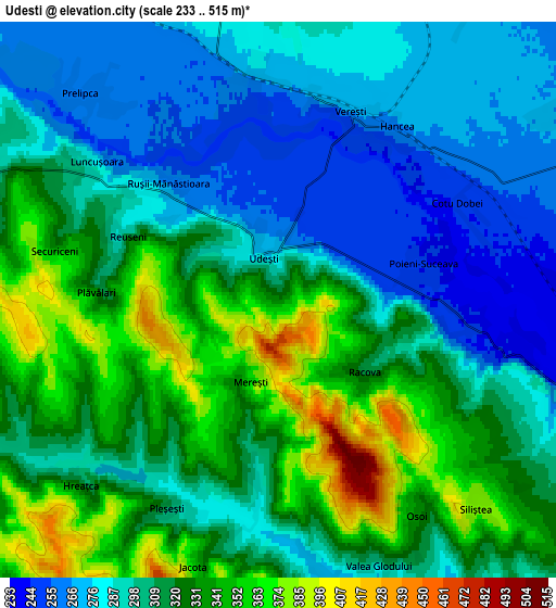 Zoom OUT 2x Udeşti, Romania elevation map