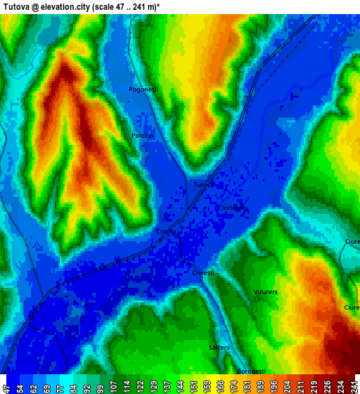 Zoom OUT 2x Tutova, Romania elevation map