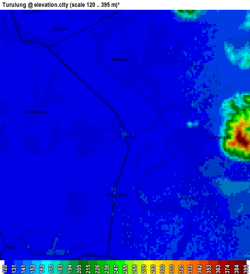 Zoom OUT 2x Turulung, Romania elevation map