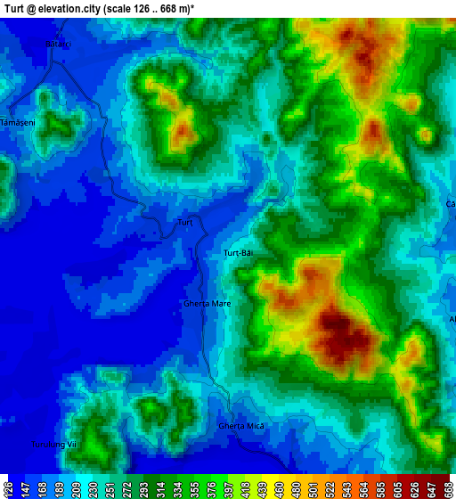 Zoom OUT 2x Turţ, Romania elevation map